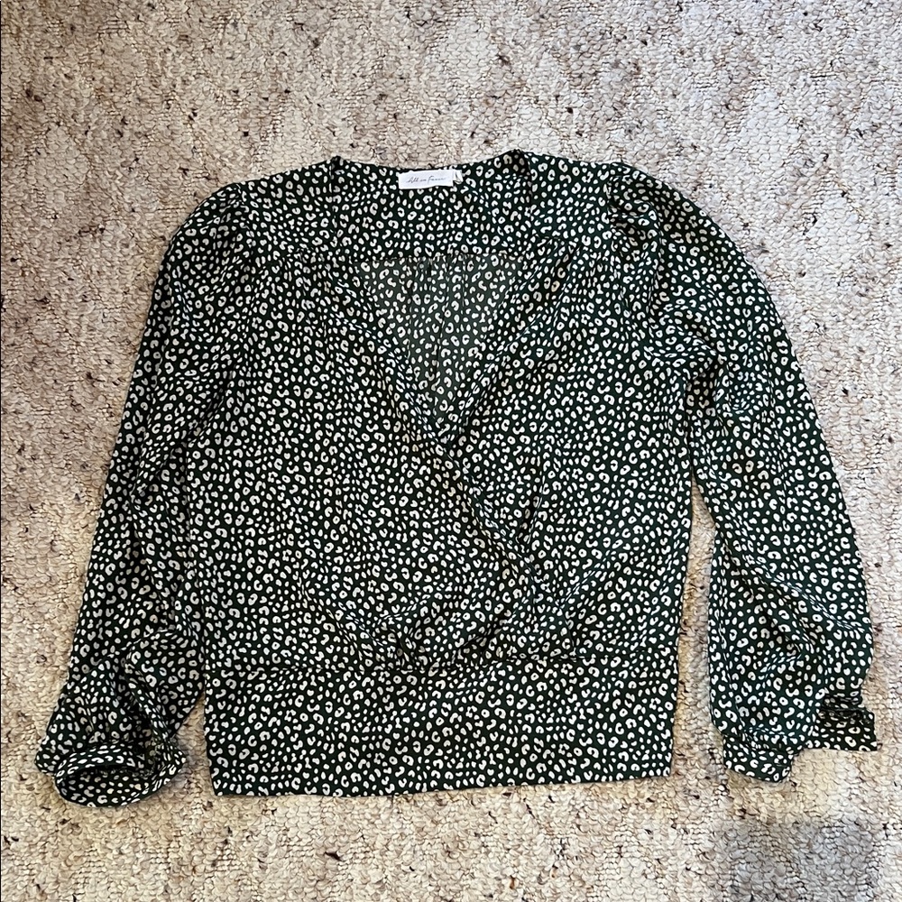 Nordstrom All in Favor Green Floral Women's Top